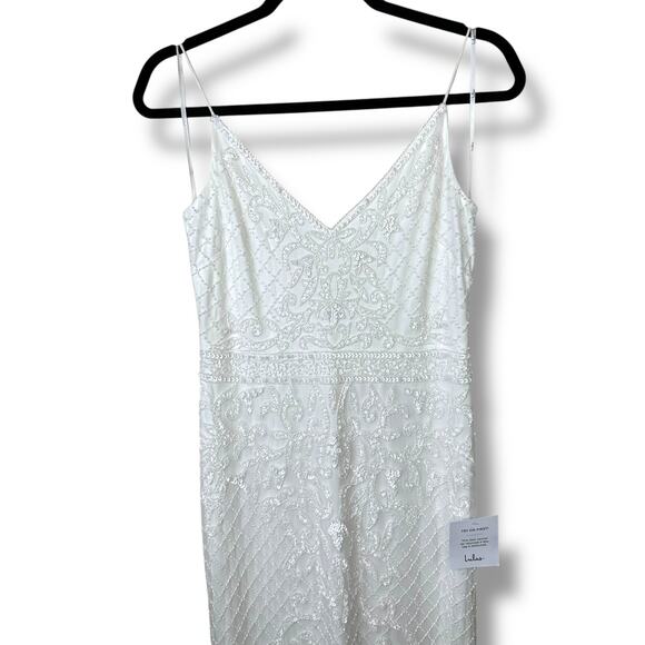Lulus Bridal NWT Cherished Vow White Beaded Backless Mermaid Wedding Gown Dress - Picture 6 of 14